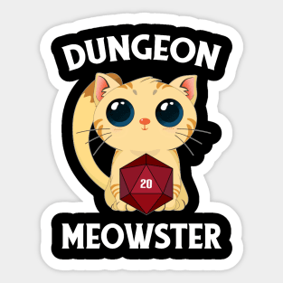 Dungeon Meowster Funny Nerdy Cat D20 RPG Fantasy Game Master Sticker